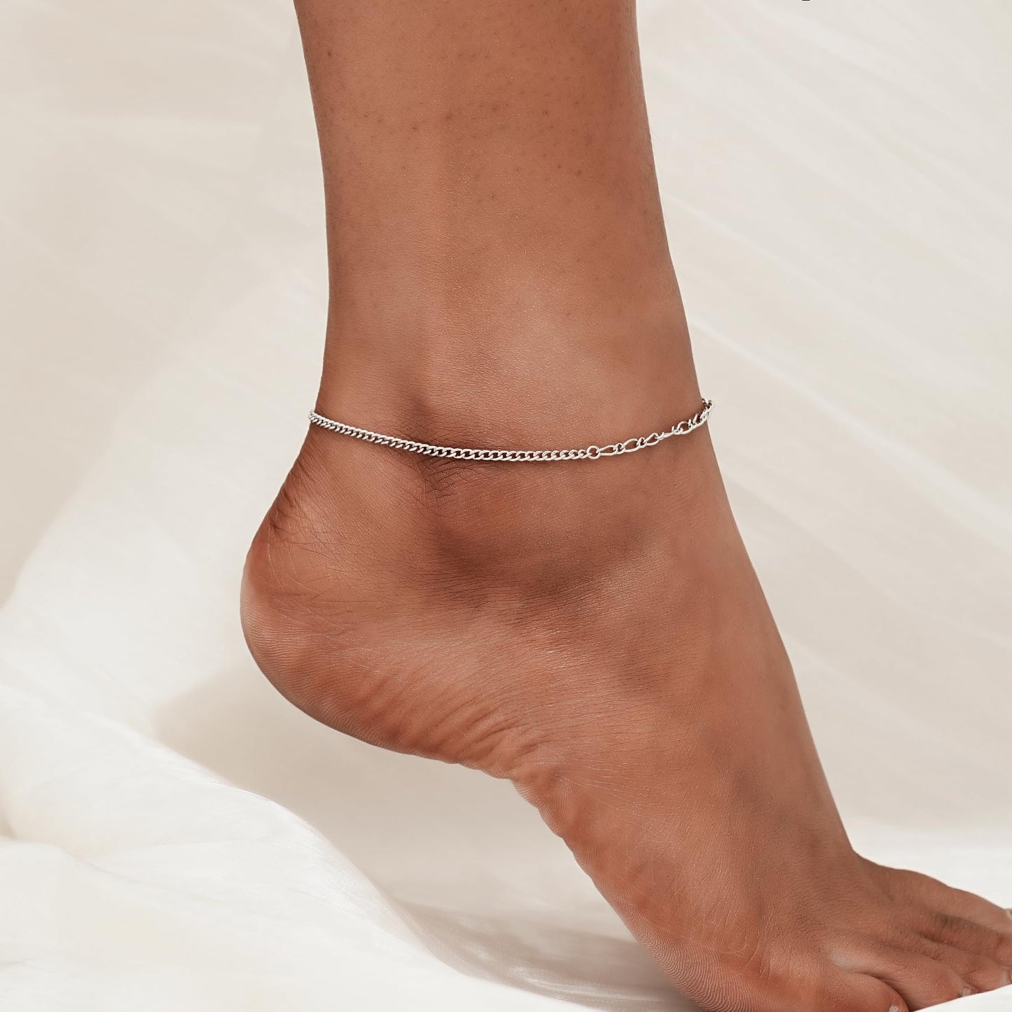 925 Sterling Silver Italian Paperclip Link Chain Ankle Bracelets