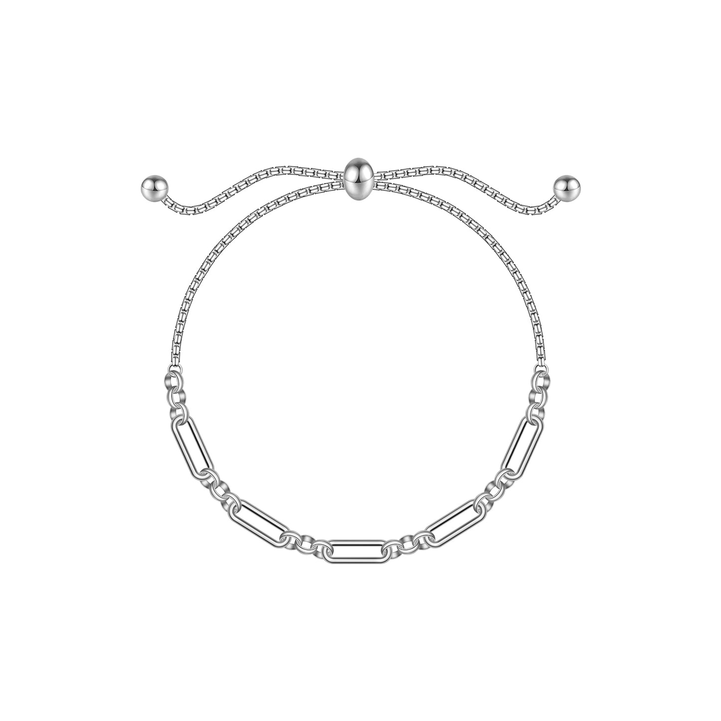 925 Sterling Silver Paperclip Link Anklet Bracelet