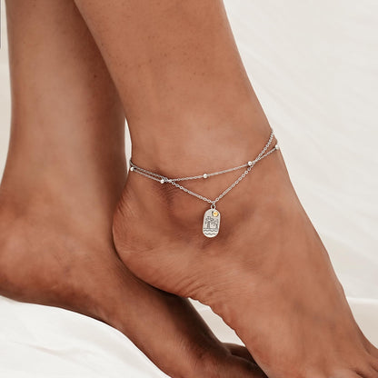 Palm Trees Ankle 925 Sterling Silver Ankle Bracelets for Women