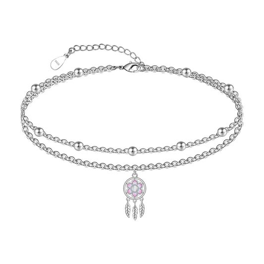 Ankle Bracelets 925 Sterling Silver Lotus Dream Catcher Anklets Bracelet