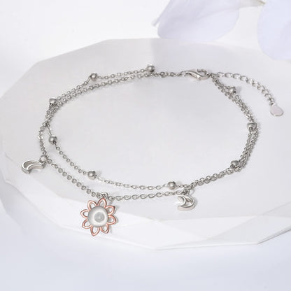 Ankle Bracelet for Women 925 Sterling Silver Lotus Flower Anklets