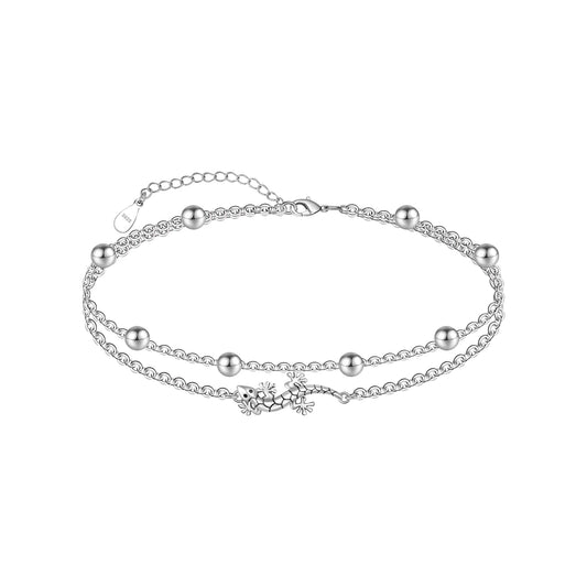 925 Sterling Silver Gecko Anklets Dainty Layered Anklet Bracelet Boho Anklets