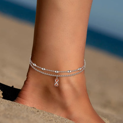 Ankle Bracelet 925 Sterling Silver Boho Double Layer Anklets