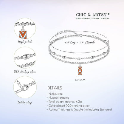 Ankle Bracelet 925 Sterling Silver Boho Double Layer Anklets