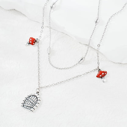 925 Sterling Silver Mushroom Anklet Bracelet - Boho Layered Anklet Bracelet for Women
