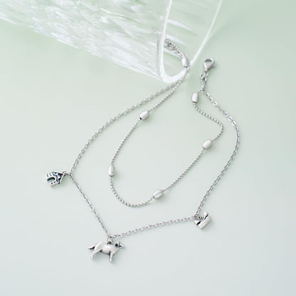 Dogs Ankle 925 Sterling Silver Ankle Bracelet for Women Dainty Layered Anklet Bracelet