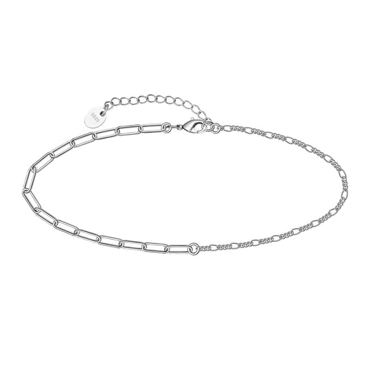 Ankle Bracelet 925 Sterling Silver Italian Paperclip Link Chain Ankle Bracelet