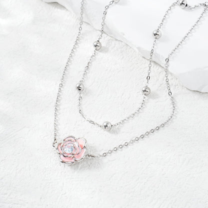 Ankle Bracelets 925 Sterling Silver Pink Roses Ankle Dainty Layered Anklet Bracelets
