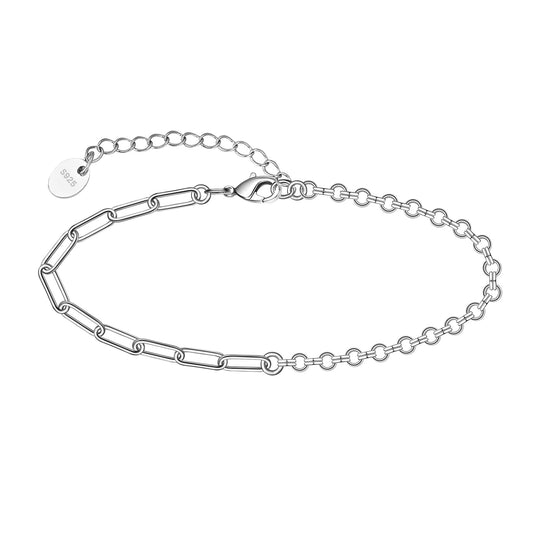 Ankle Bracelet 925 Sterling Silver Paperclip Anklet for Women