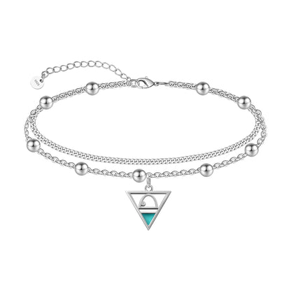 Ankle Bracelet 925 Sterling Silver Triangle Anklet Dainty White Gold Triangle Anklets for Women