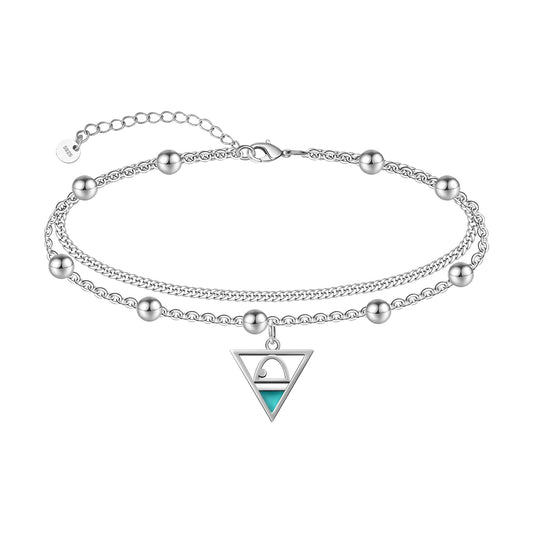Ankle Bracelet 925 Sterling Silver Triangle Anklet Dainty White Gold Triangle Anklets for Women