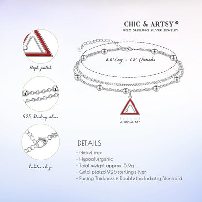 925 Sterling Silver Triangle Anklet Hypoallergenic Triangle Anklets for Women