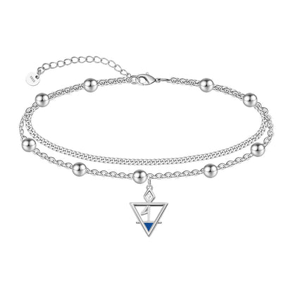 Ankle Bracelet 925 Sterling Silver Dainty Triangle Anklet for Women