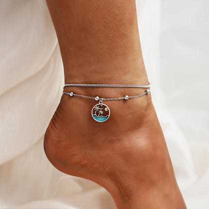 Ankle Bracelet 925 Sterling Silver Palm Tree Anklet for Women