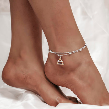 Ankle Bracelet 925 Sterling Silver Triangle Anklet Fashion Triangle Anklet for Women