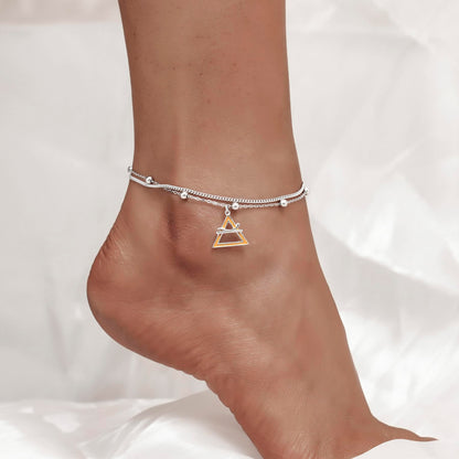 Ankle Bracelet 925 Sterling Silver Triangle Anklet Fashion Triangle Anklet for Women