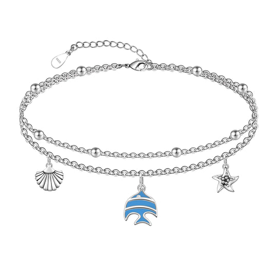 Ankle Bracelet 925 Sterling Silver Fish Anklet Cute Fish Anklets for Women