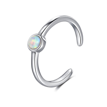 925 Sterling Silver Dainty Opal Open Toe Ring