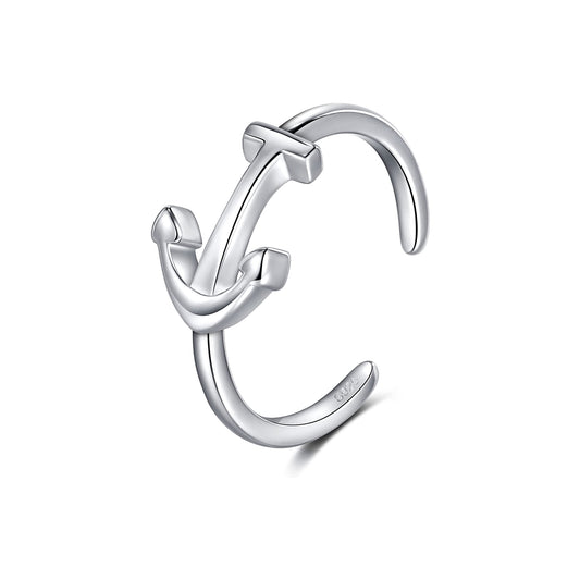 925 Sterling Silver Anchor Toe Rings for Women Adjustable Boat Anchor Cuff Toe Rings