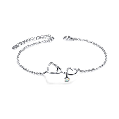 925 Sterling Silver Nurse Stethoscope Bracelet