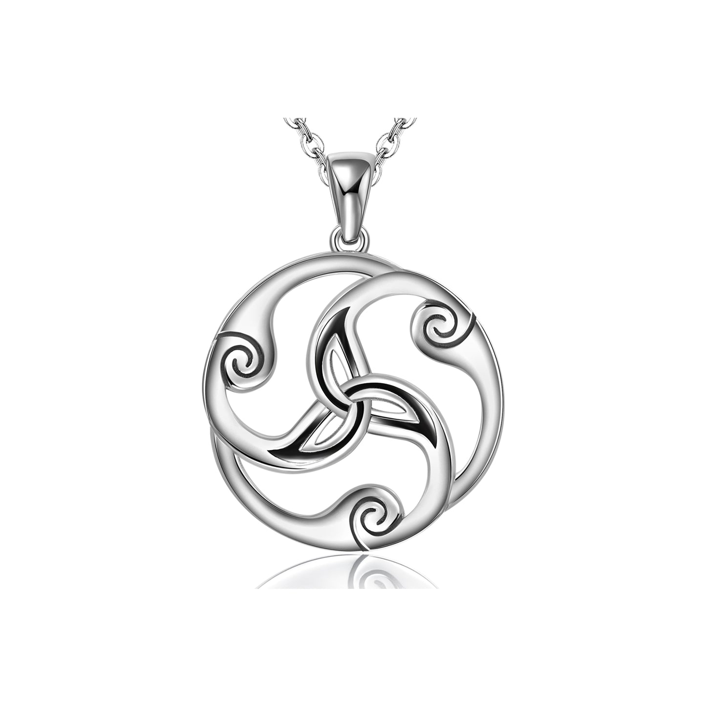 925 Sterling Silver Ireland Triskele Pendant Necklace