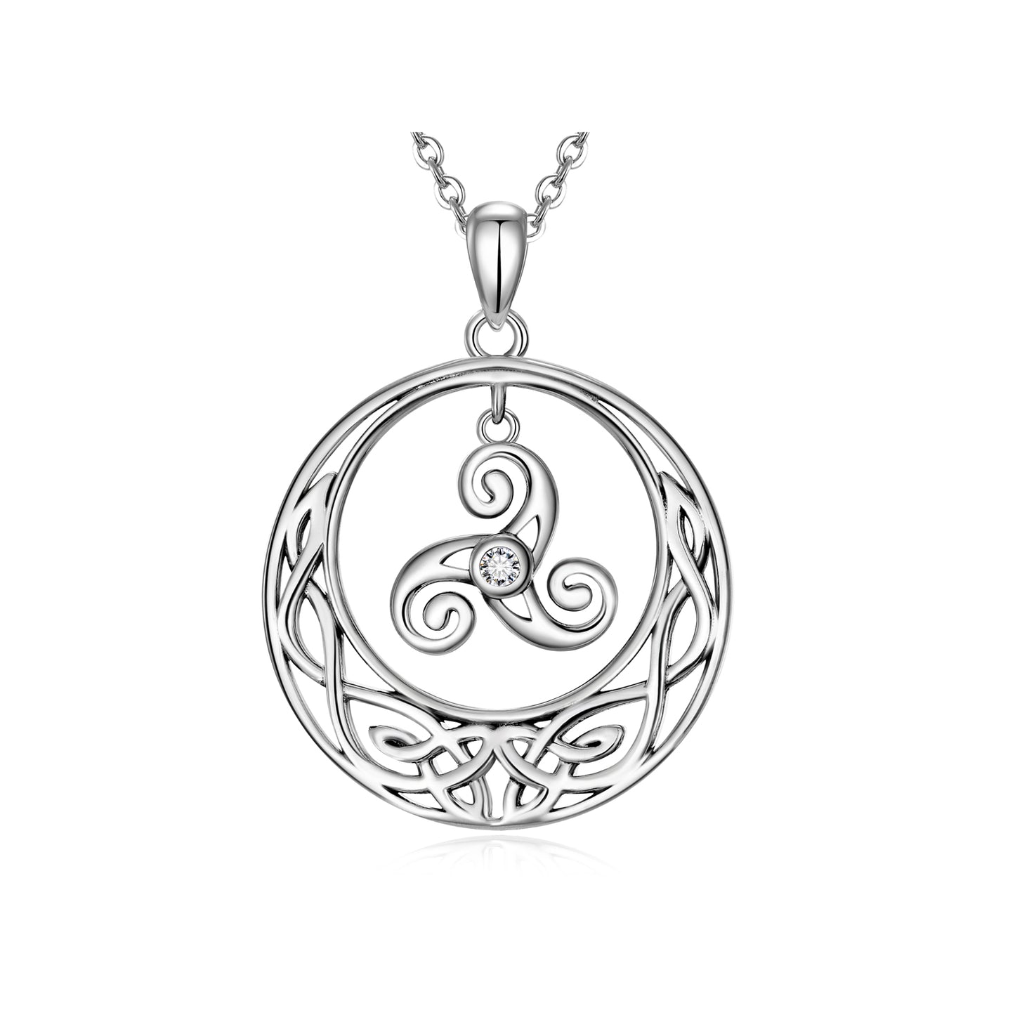 925 Sterling Silver Oxidized Celtic Knot Triskele Necklace Irish Celtic Knot Necklace