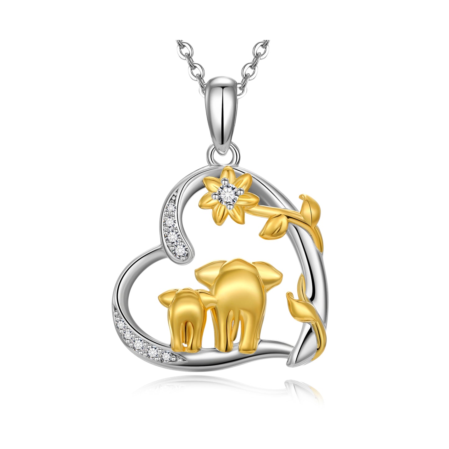 Gold Plated 925 Sterling Silver Lucky Mom Elephant Necklace