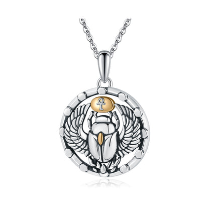 925 Sterling Silver Egyptian Scarab Beetle Charm Pendants Necklace