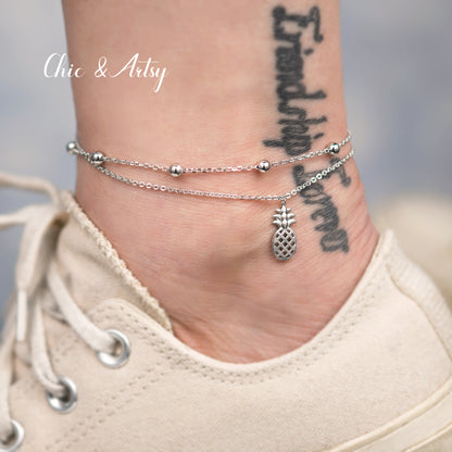 925 Sterling Silver Pineapple Anklet Bracelet