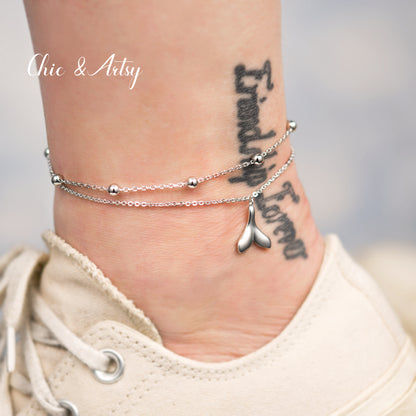 925 Sterling Silver Fishtail Anklet Bracelet