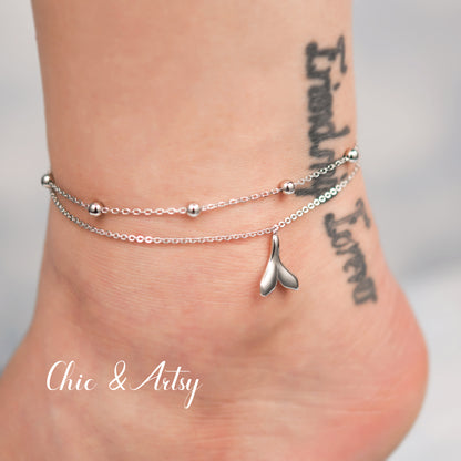 925 Sterling Silver Fishtail Anklet Bracelet