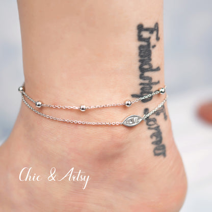 925 Sterling Silver Jesus Fish Charm Ankle Bracelet 11 Inches