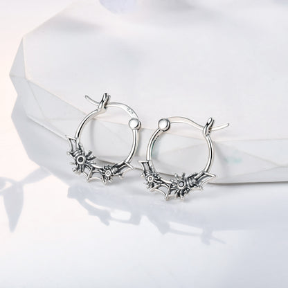 925 Sterling Silver Spider Hoop Earrings