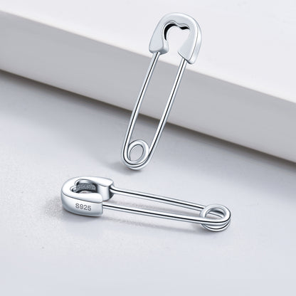 925 Sterling Silver Safety Pin Earrings for Women