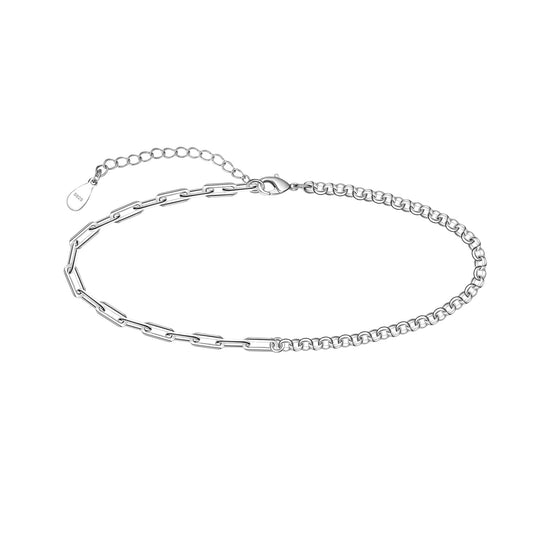 925 Sterling Silver Paperclip link Chain Anklet Bracelets