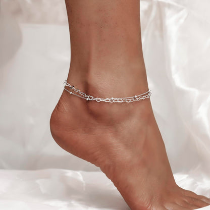 Heart Anklet 925 Sterling Silver Heart Anklets for Women Adjustable