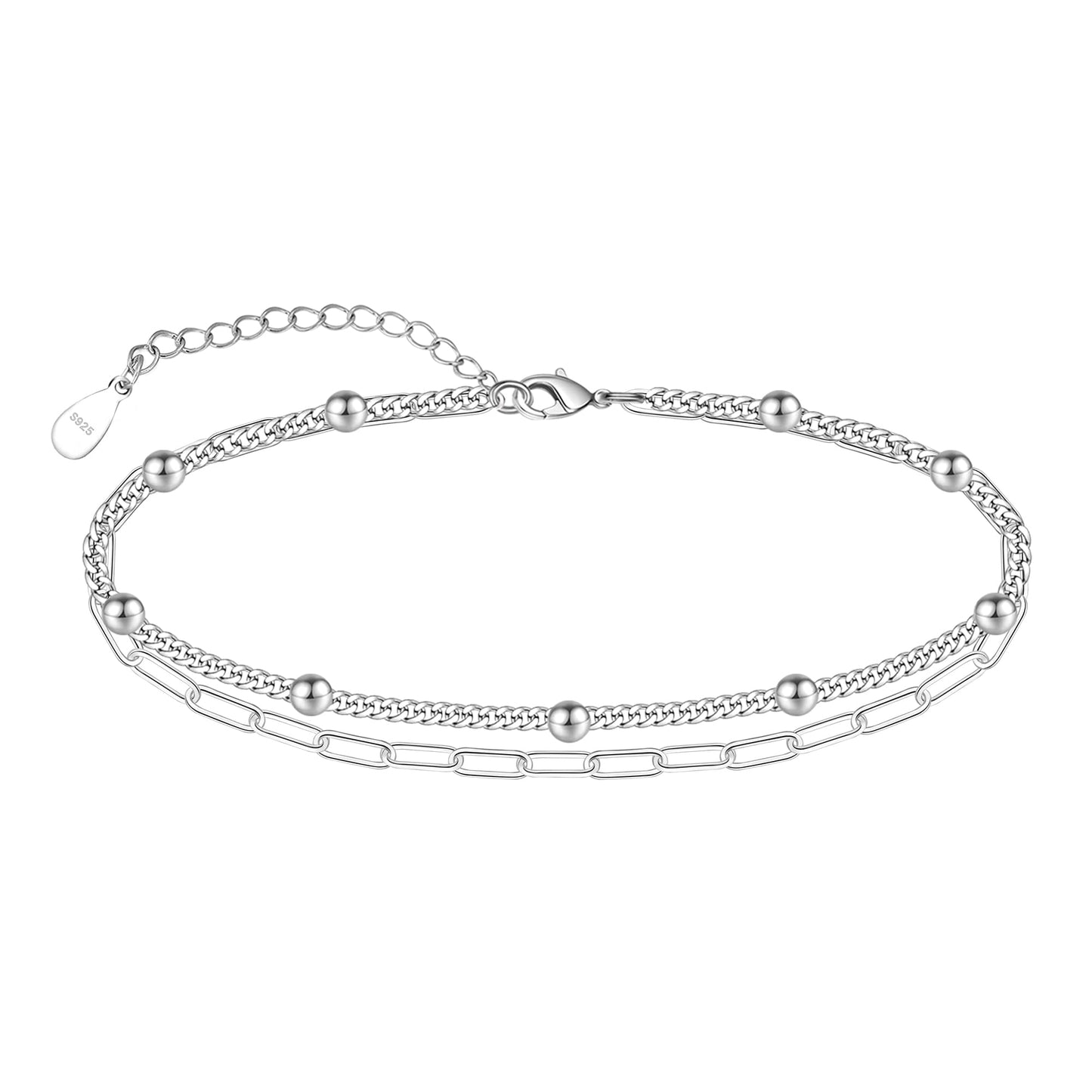 925 Sterling Silver Anklet Bracelet - Delicate Beach Minimalist Foot Jewelry