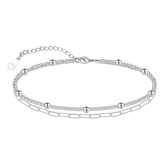 925 Sterling Silver Anklet Bracelet - Delicate Beach Minimalist Foot Jewelry