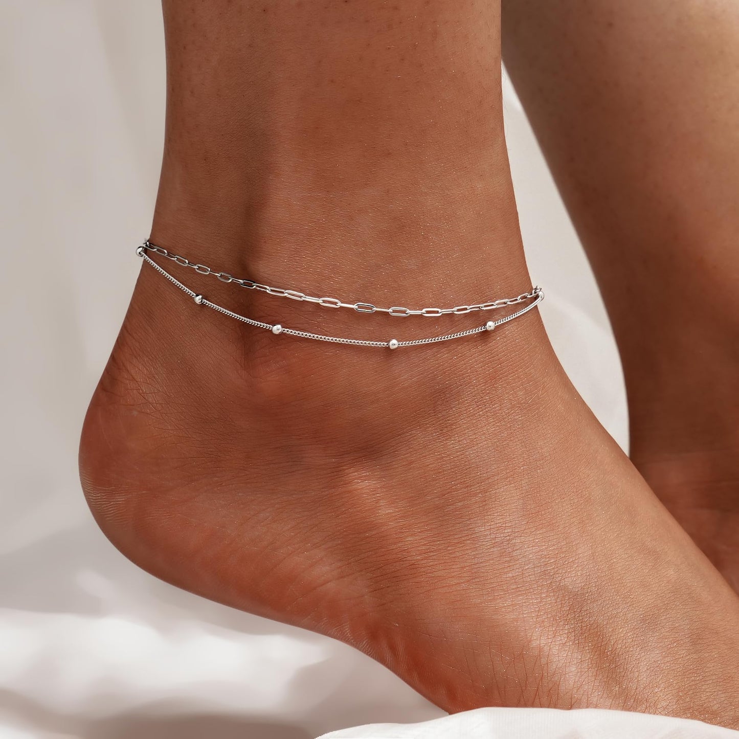 925 Sterling Silver Anklet Bracelet - Delicate Beach Minimalist Foot Jewelry
