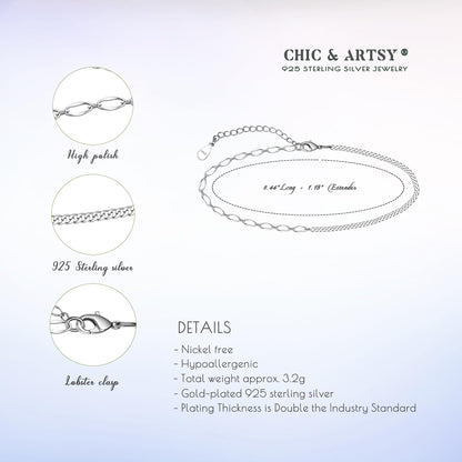 925 Sterling Silver Simple Delicate Beach Minimalist Foot Jewelry Anklet Hypoallergenic