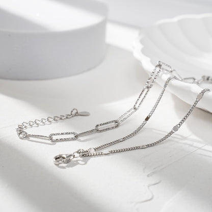 Paperclip Anklets 925 Sterling Silver Ankle Bracelet Paperclip link Chain Anklets
