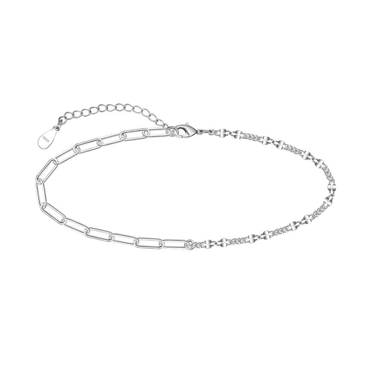 925 Sterling Silver Ankle Bracelet Paperclip link Chain Anklet Bracelet for Women