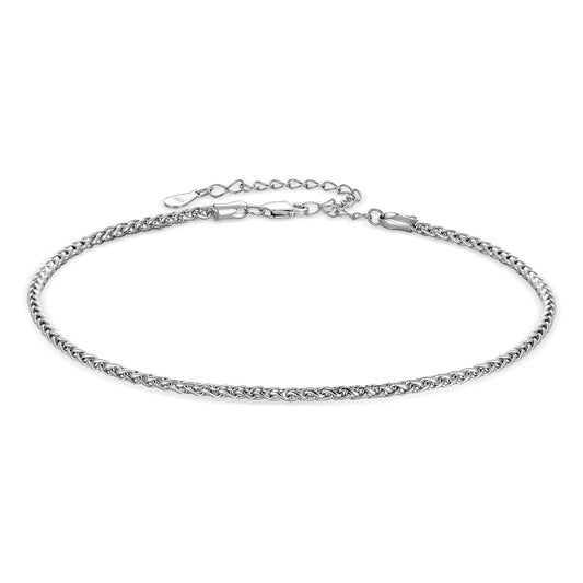 925 Sterling Silver Diamond-Cut Braided Rope Chain Anklet Summer Beach Foot Chain for Women