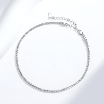 925 Sterling Silver Diamond-Cut Braided Rope Chain Anklet Summer Beach Foot Chain for Women