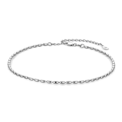 925 Sterling Silver Oval Bead Ball Strand Chain Anklets Summer Beach Foot Chain for Women