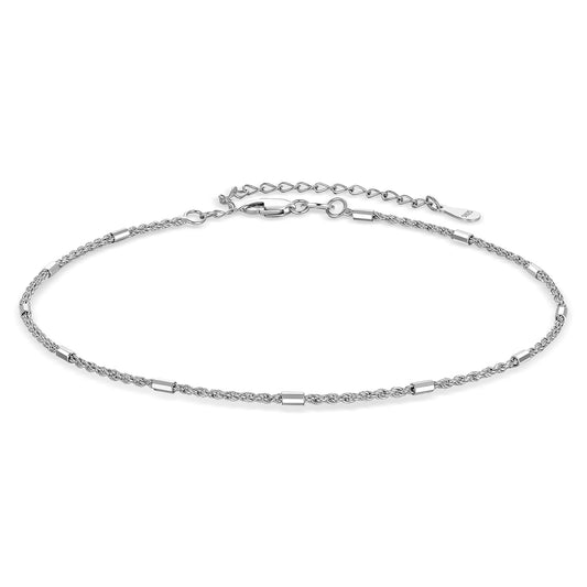 925 Sterling Silver Diamond-Cut Braided Rope Chain Anklet Summer Foot Chain for Women