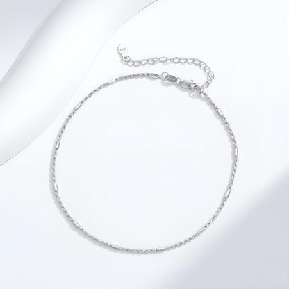 925 Sterling Silver Diamond-Cut Braided Rope Chain Anklet Summer Foot Chain for Women