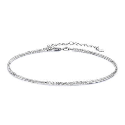 925 Sterling Silver Serpentine Twist Rope Chain Anklets Bracelet Summer Foot Chain for Women