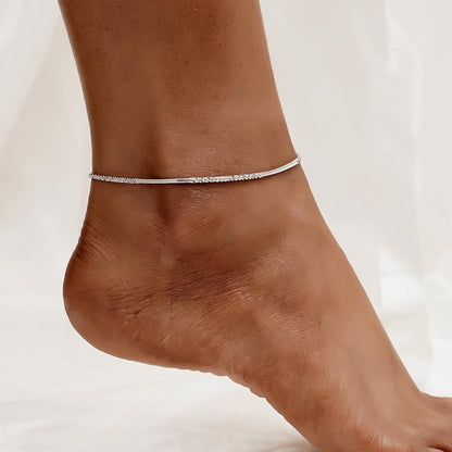 925 Sterling Silver Serpentine Twist Rope Chain Anklets Bracelet Summer Foot Chain for Women
