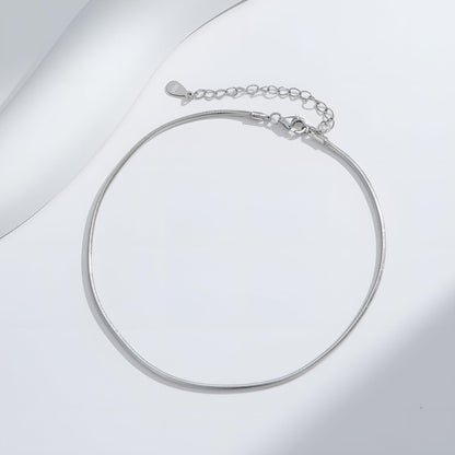 925 Sterling Silver Round Snake Chain Anklets Bracelet Summer Foot Chain for Women
